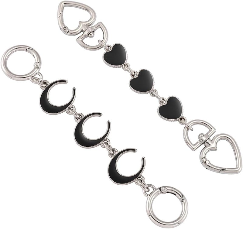 Anbys Store Silver Purse Extender Chain Purse Strap Extender Bag Chain Purse Charms(Black Heart/Moon) - Image 1